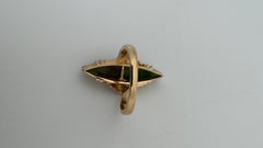Dark Green Nephrite Cabochon Jade, 14 Karat Yellow Gold, Size 6 1/2, 5.4 Grams