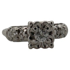 Bague de fiançailles vintage en or blanc 14 carats, taille 6 3/4, 0,26 carat