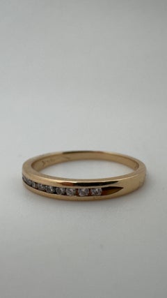 Size 4.35, 0.10ct Brilliant-cut Diamond Band, 14 Karat Yellow Gold, 1.4 Grams