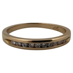 Size 4.35, 0.10ct Brilliant-cut Diamond Band, 14 Karat Yellow Gold, 1.4 Grams