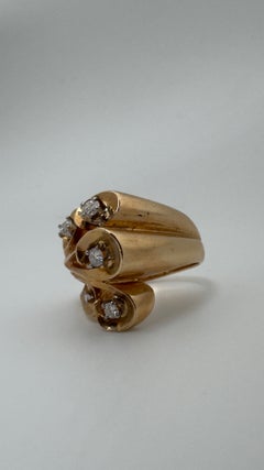 Floral Free Form Inspired Ring, 0.30ctw, 14 Karat Yellow Gold Band