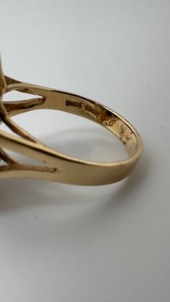Lapis Lazuli Cabochon Cut, Greek Key Detailing Bezel, 14 Karat Yellow Gold