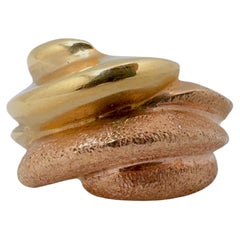 Free Form Organic Wave Design, 14 Karat Yellow and Rose Gold with Diamond Cut