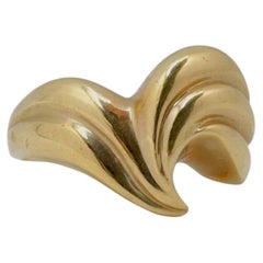 Free Form Wave Detailed Band, 14 Karat Yellow Gold, Size 10.75