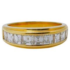 Pave-Set Asscher Cut Diamonds, 1.44ctw, 14 Karat Yellow Gold Band, Size 8