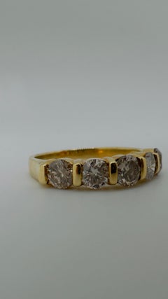 18 Karat Yellow Gold Anniversary Band, 1.25ctw, 4mm Round Diamonds, Size 6.5