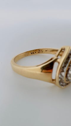 Diamond Cluster Heart Shape Ring, 10 Karat White and Yellow Gold, Size 7, 0.50ct