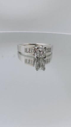 18 Karat White Gold Engagement Ring 1.50ctw, Princess-Cut Diamonds, Size 7