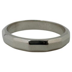 Geometric Faceted Style 14 Karat White Gold Band, 3.0mm Wide, Size 7