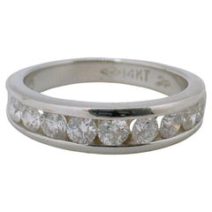 14 Karat White Gold, Ten 2.70mm Channel-Set Diamonds, 0.70ctw Size 6