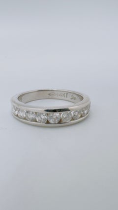 14 Karat White Gold, Ten 2.70mm Channel-Set Diamonds, 0.70ctw Size 6