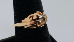 Filigree Dome Ring 14 Karat Yellow Gold with 4.25mm Cognac Diamond, Size 9.25