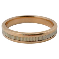 Two Tone 14 Karat White and Rose Gold Eternity Shadow Band with Ridge Detailing