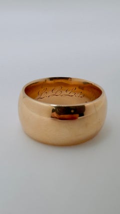 Wide 14 Karat Yellow Gold Comfort Fit Band, Size 5.5, Personal Engraving Inside