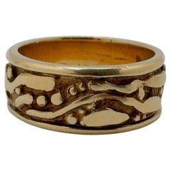 14 Karat Yellow Gold Free Form Design, Eternity Band, 8.0mm Wide, Size 6