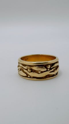 14 Karat Yellow Gold Free Form Design, Eternity Band, 8.0mm Wide, Size 6