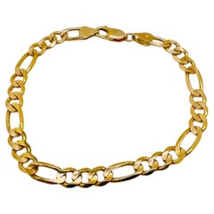 14 Karat Yellow Gold High Polish Figaro Link Bracelet, 8.5 Inches Long