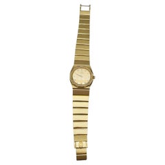 14 Karat Yellow Gold Matt Finish Concord Diamond Watch, 6 Inches Long
