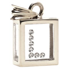 Incogem Floating Diamond Pendant, 14K White Gold, Letter 'L', 0.11ctw