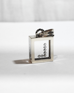 Incogem Floating Diamond Pendant, 14K White Gold, Letter 'L', 0.11ctw