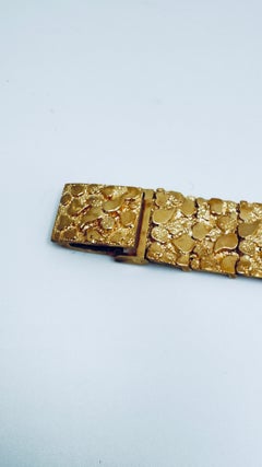 Incogem-ID-Armband für Herren aus 14-karätigem Gelbgold, Nugget-Struktur, 8,5 Zoll lang
