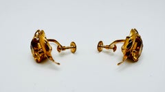 14 Karat Yellow Gold Faceted Step-Cut Citrine, Vintage Screw Back Earrings