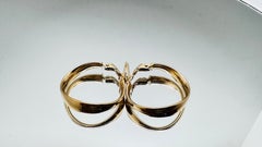 14 Karat Yellow Gold Hollow Curved Hoop Earrings, 3.10 Grams