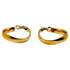 14 Karat Yellow Gold Hollow Curved Hoop Earrings, 3.10 Grams