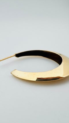 14 Karat Yellow Gold Open Hollow Flat Hoop Earrings, 3.8 Grams