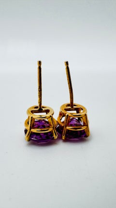Pendientes de oro amarillo de 14 quilates con amatistas ovaladas, engaste tipo cesta, 5,0 ct en total
