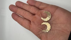 14 Karat Yellow Gold Flat Hoop Earring with Scallop Edge