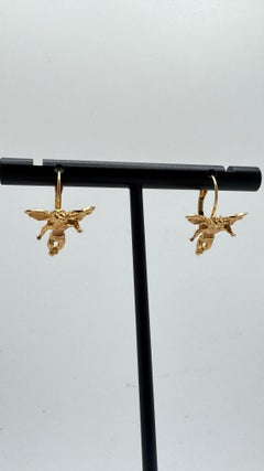 14 Karat Yellow Gold Angel Baby Drop Earrings, Leverback