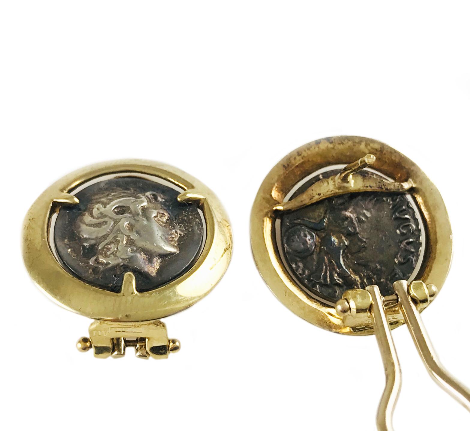 Two-Tone Alexander the Great Coin Stud Earrings für Damen oder Herren