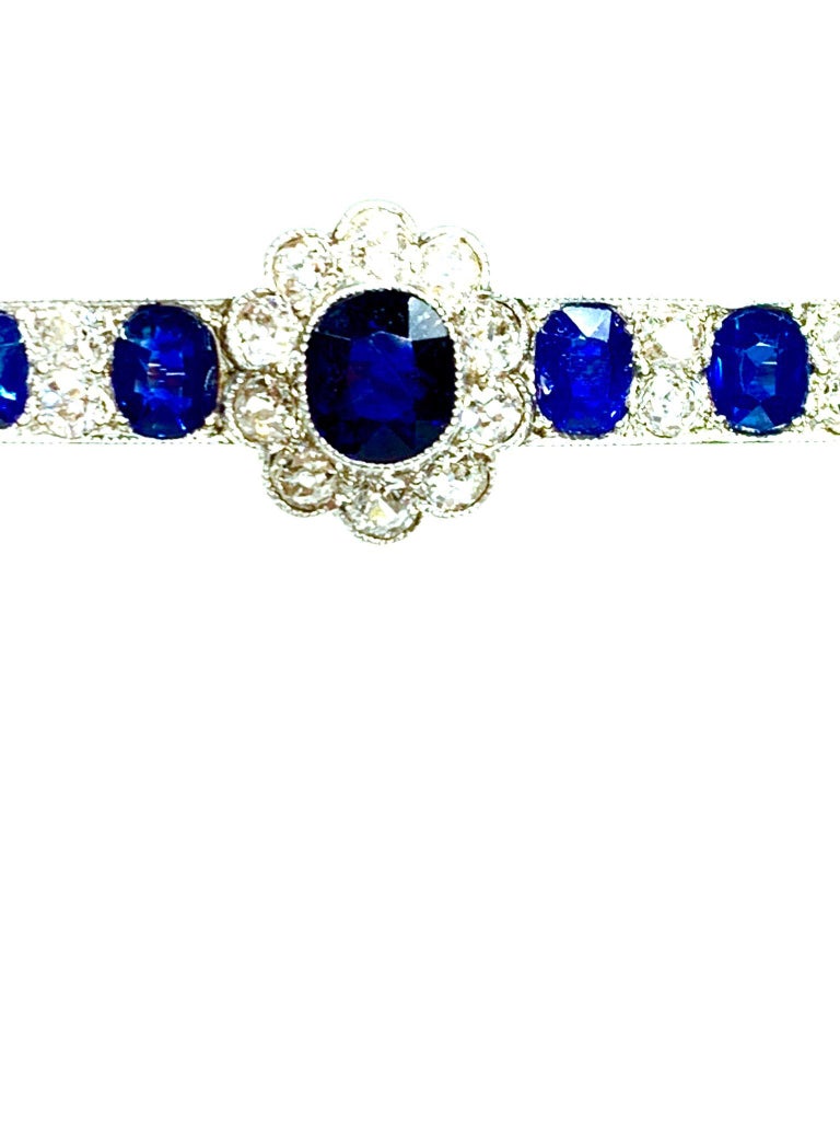 Women's or Men's GEMOLITHOS Belle Époque Sapphire and Diamond Brooch, 1900s For Sale