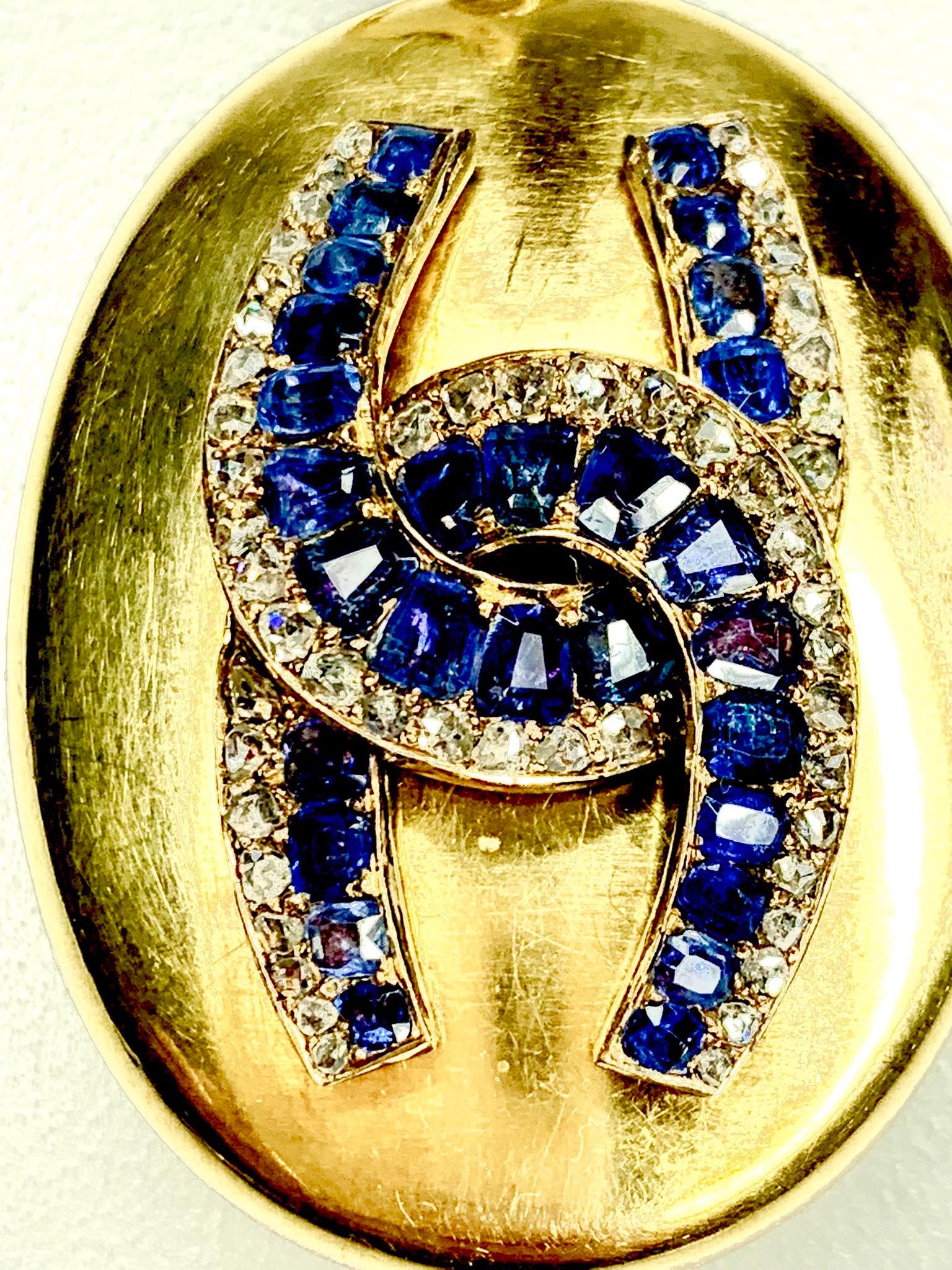 Victorian GEMOLITHOS Antique Sapphire and Diamond Locket, 1850s