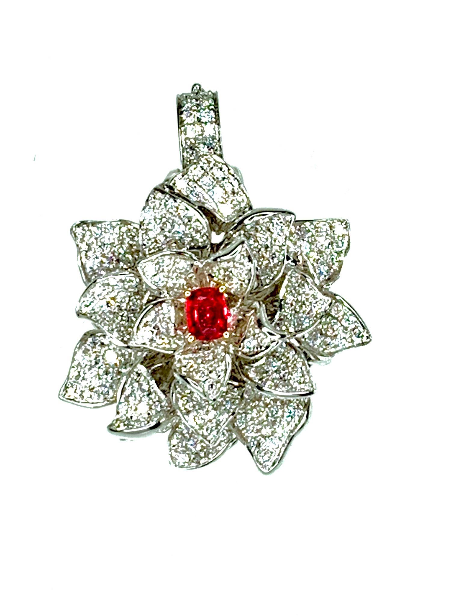 GEMOLITHOS Spinel and Diamond Ring-Pendant, Modern In Excellent Condition For Sale In Munich, DE