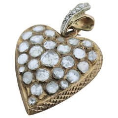 Victorian 3.50 Carat Rose Cut Diamond Heart Pendant