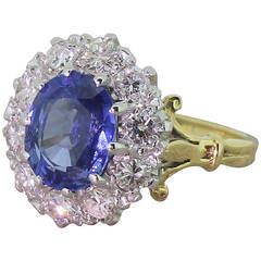 Classic English 3.00 Carat Sapphire Diamond Engagement Ring