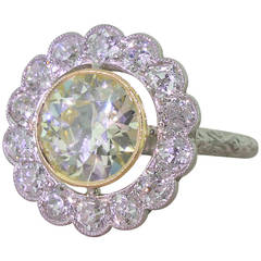 Stunning 4.50 Carats Fancy Old Cut Diamonds Gold Cluster Ring