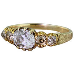 Georgian 0.92 Carat Old Oval Cut Diamond Gold Engagement Ring