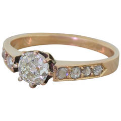 Victorian 0.75 Carat Old Cut Diamond Rose Gold Engagement Ring