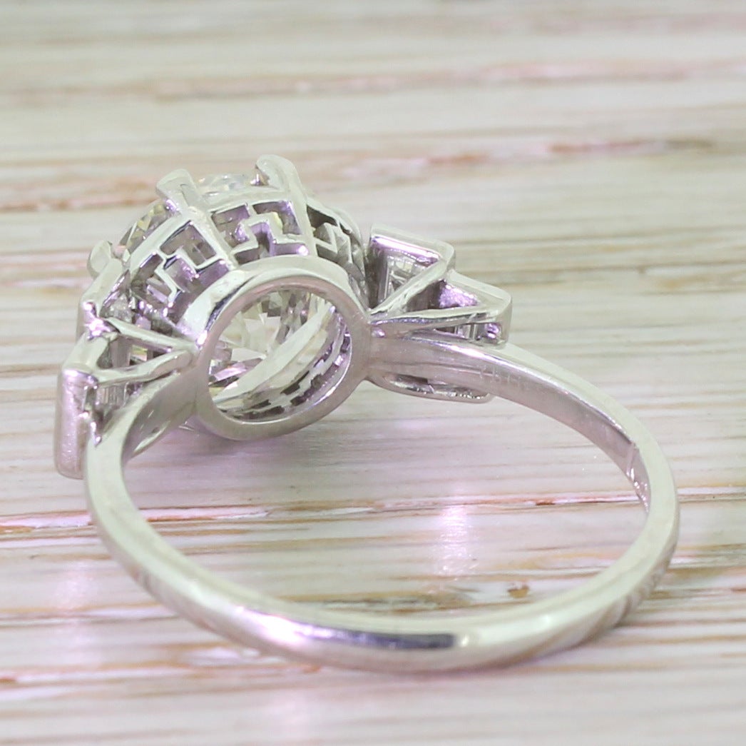 Art Deco Kutchinsky 4.00 Carat Transitional Cut Diamond Engagement Ring For Sale