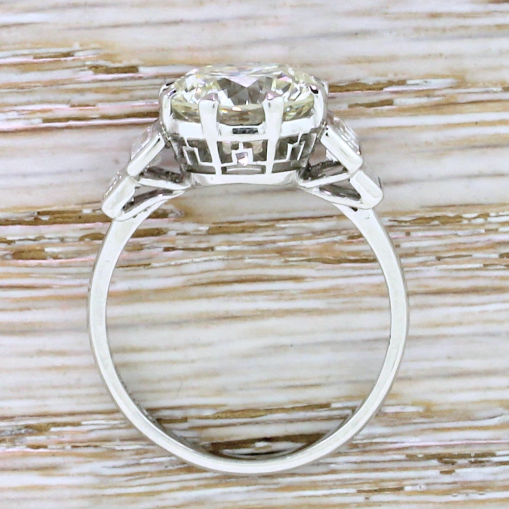 Baguette Cut Kutchinsky 4.00 Carat Transitional Cut Diamond Engagement Ring For Sale