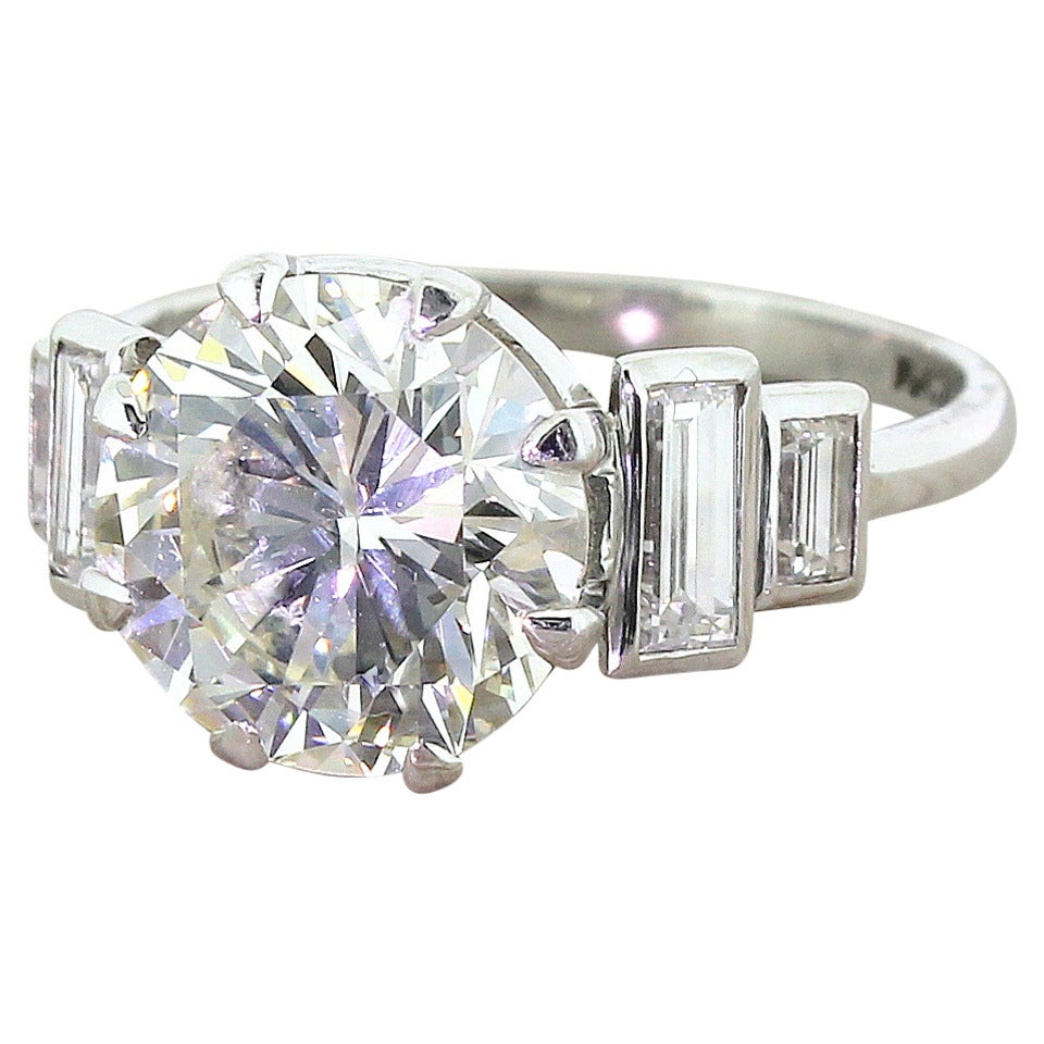 Kutchinsky 4.00 Carat Transitional Cut Diamond Engagement Ring For Sale