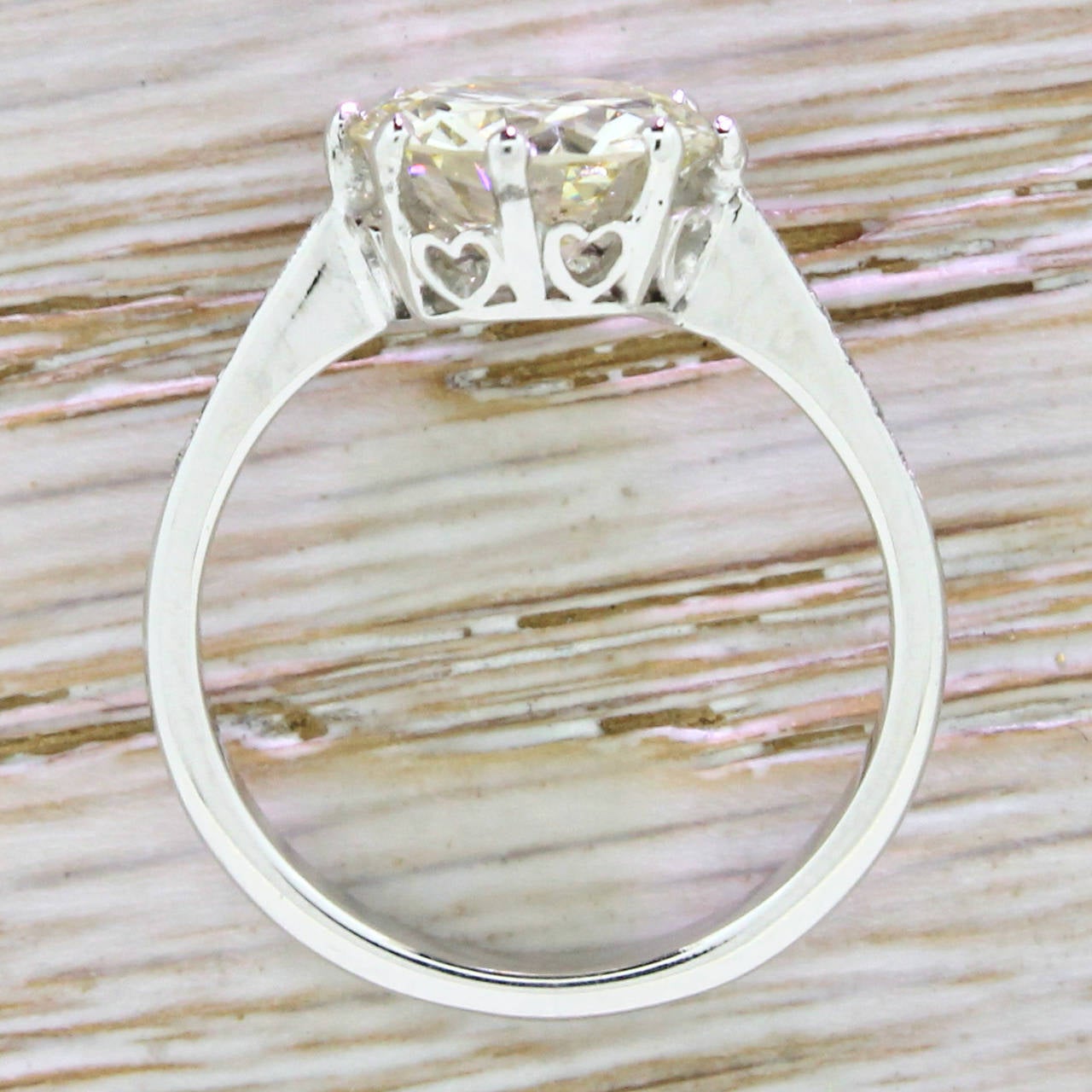 Women's 2.66 Carat Old European Cut Diamond Gold Engagement Ring