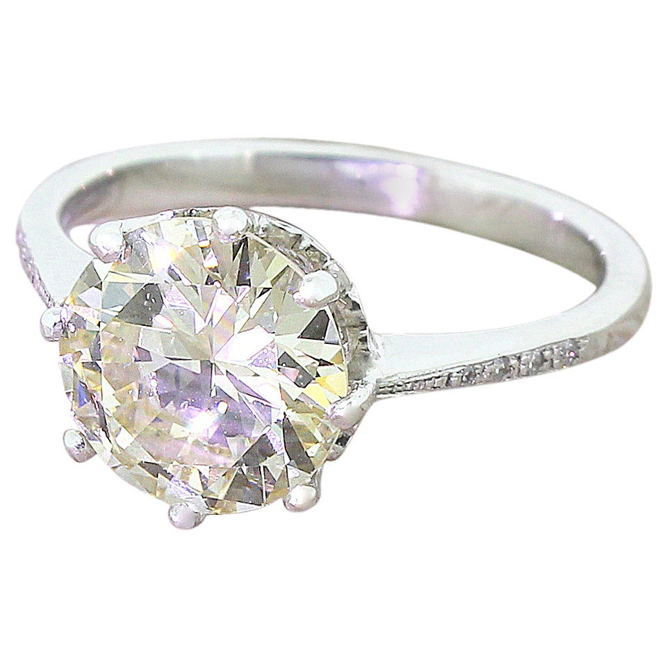 2 66 Carat Old European  Cut Diamond Gold Engagement  Ring  