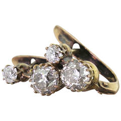 Antique Victorian 1.50 Carat Double Stud Old Cut Diamond Gold Earrings