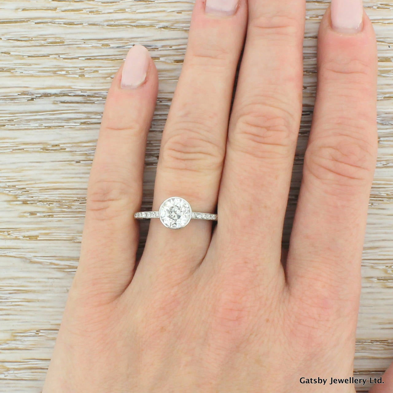 Edwardian 1.51 Carat Old Cut Diamond Platinum Engagement Ring 1
