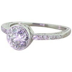 Edwardian 1.51 Carat Old Cut Diamond Platinum Engagement Ring