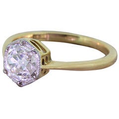 Early 20th Century 1.47 Carat Old Cut Diamond Gold Engagement Ring